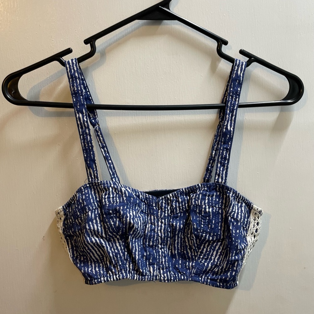Hollister Blue and White Crop Top/ Bralette size S